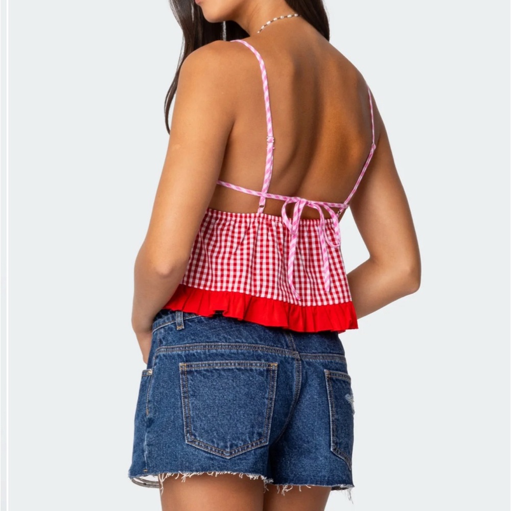 Edikted Joanne Mixed Gingham Top - Picture 3 of 5